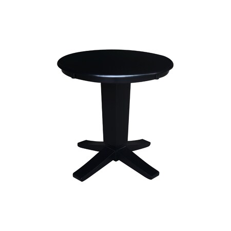 International Concepts 30 in. Solid Wood Round Top Pedestal Dining Table - 29.9 in. High, Black K46-30RT-23B